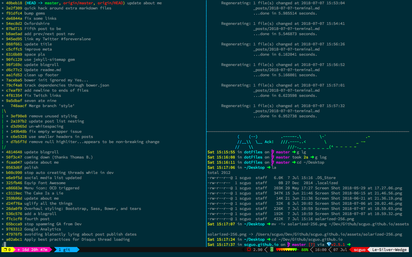 screenshot of my solarized-dark setup